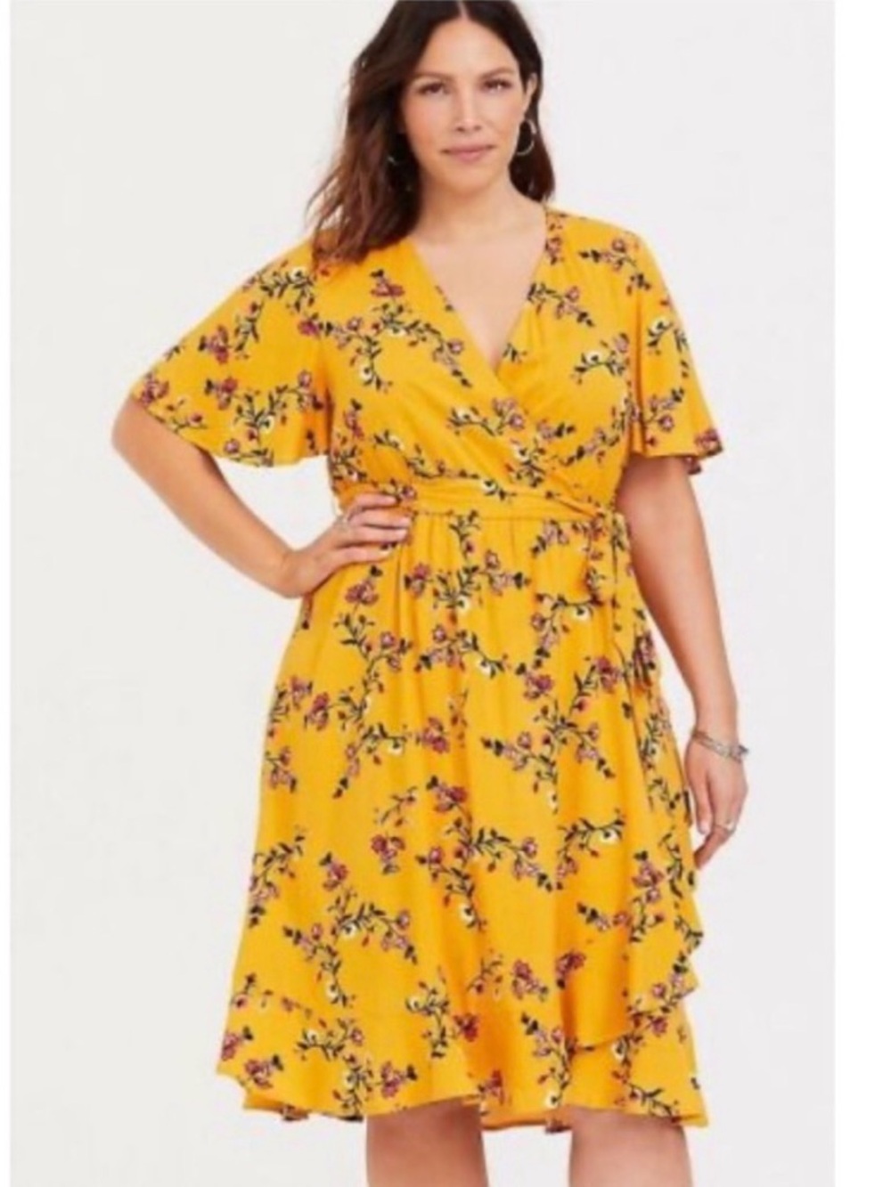 [4X] Torrid Floral Challis Surplice V-Neck Faux Wrap Dress